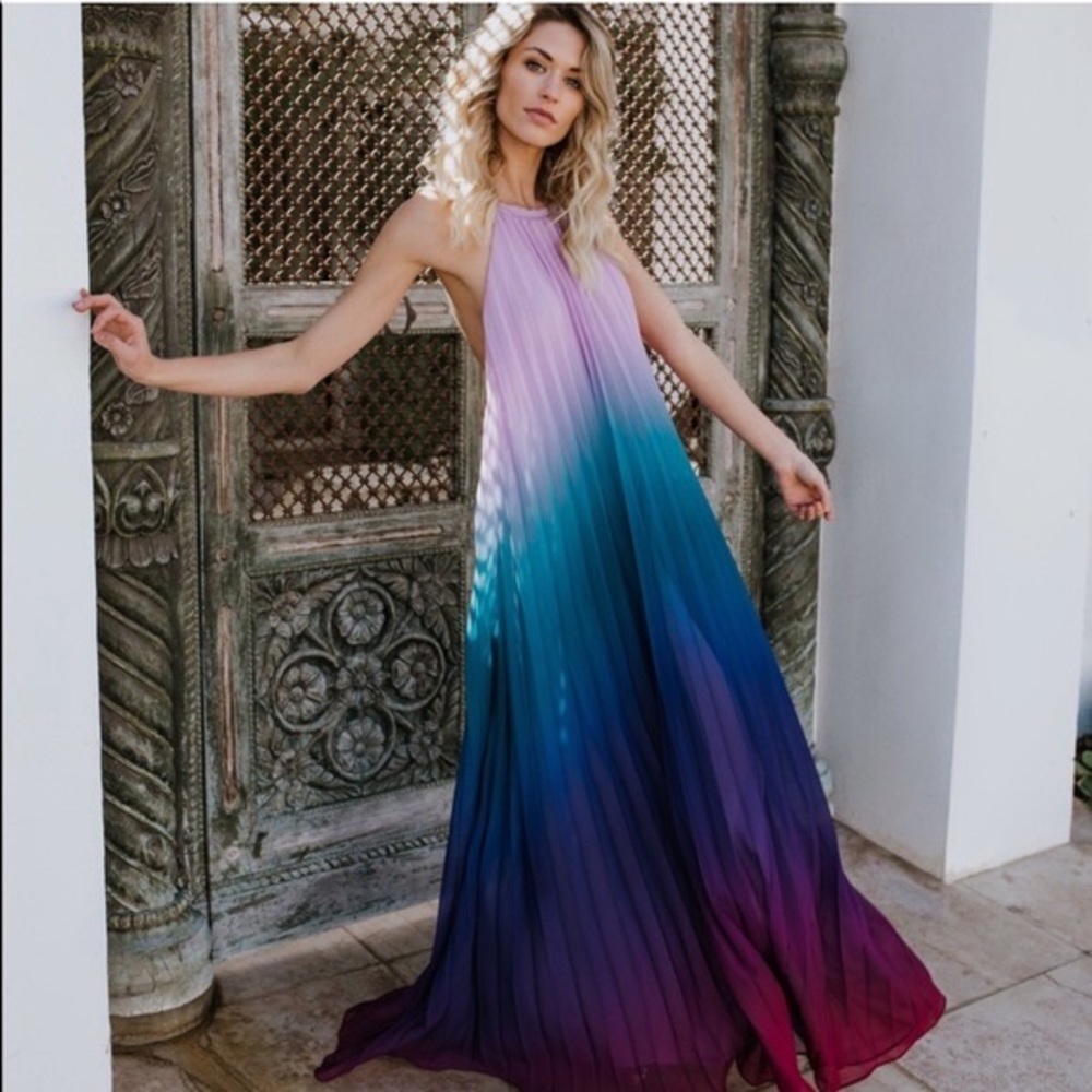 Vici Turks and Caicos Ombré Pleated Dress